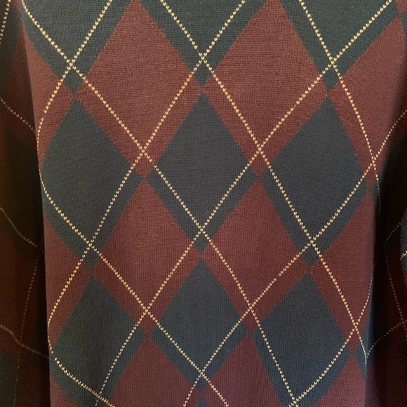 Vintage Izod Sweater Burgundy Navy Blue V-Neck Size XL - Picture 7 of 13